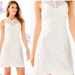 Lilly Pulitzer Leigh‎ White Seacret Island Lace Sailboat Shadow Stretch Dress